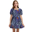 Peacock-feathers-color-plumage Blue Kids  Short Sleeve Dolly Dress View1