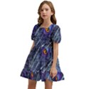 Peacock-feathers-color-plumage Blue Kids  Short Sleeve Dolly Dress View2