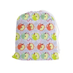 Love Apples Blue Drawstring Pouch (xl) by PaperDesignNest