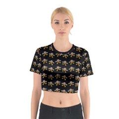 Dancing Clowns Black Cotton Crop Top by TetiBright