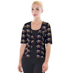 Dancing Clowns Black Cropped Button Cardigan by TetiBright