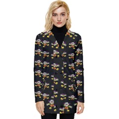 Dancing Clowns Black Button Up Hooded Coat  by TetiBright