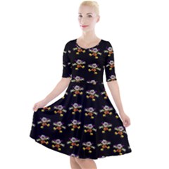 Dancing Clowns Black Quarter Sleeve A-line Dress by TetiBright