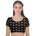 Dancing Clowns Black Velvet Short Sleeve Crop Top  View1