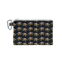 Dancing Clowns Black Canvas Cosmetic Bag (small) by TetiBright