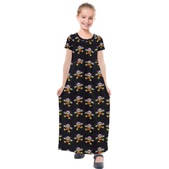 Dancing Clowns Black Kids  Short Sleeve Maxi Dress by TetiBright