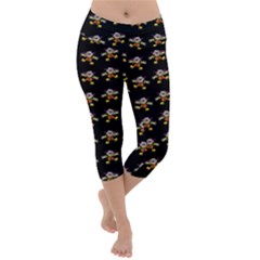 Dancing Clowns Black Lightweight Velour Capri Yoga Leggings by TetiBright