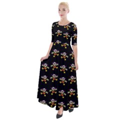 Dancing Clowns Black Half Sleeves Maxi Dress by TetiBright