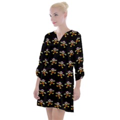 Dancing Clowns Black Open Neck Shift Dress by TetiBright