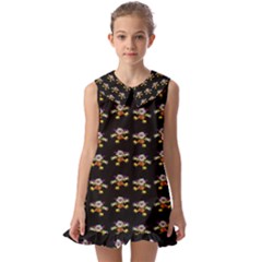 Dancing Clowns Black Kids  Pilgrim Collar Ruffle Hem Dress by TetiBright