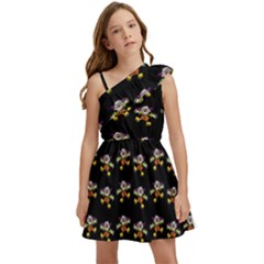 Dancing Clowns Black Kids  One Shoulder Party Dress by TetiBright