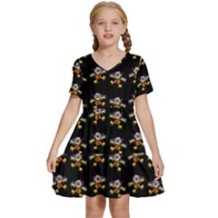 Dancing Clowns Black Kids  Short Sleeve Tiered Mini Dress by TetiBright