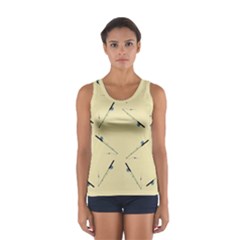 Fishing Rods Pattern Brown Sport Tank Top  by TetiBright