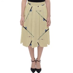 Fishing Rods Pattern Brown Classic Midi Skirt by TetiBright