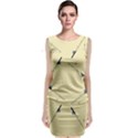 Fishing Rods Pattern Brown Sleeveless Velvet Midi Dress View1