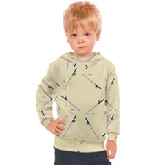 Fishing Rods Pattern Brown Kids  Hooded Pullover by TetiBright