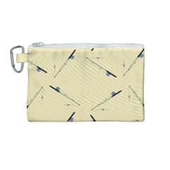 Fishing Rods Pattern Brown Canvas Cosmetic Bag (medium) by TetiBright