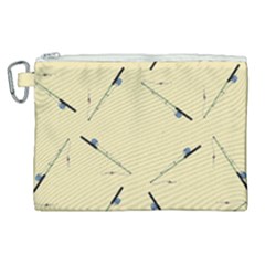 Fishing Rods Pattern Brown Canvas Cosmetic Bag (xl) by TetiBright