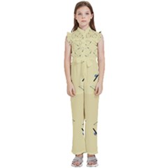 Fishing Rods Pattern Brown Kids  Sleeveless Ruffle Edge Band Collar Chiffon One Piece by TetiBright