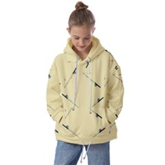 Fishing Rods Pattern Brown Kids  Oversized Hoodie by TetiBright