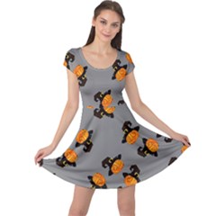 Pumpkin Heads With Hat Gray Cap Sleeve Dress by TetiBright