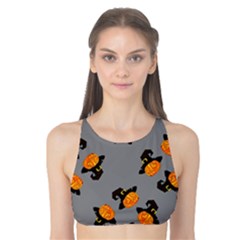 Pumpkin Heads With Hat Gray Tank Bikini Top by TetiBright