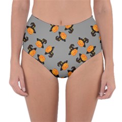 Pumpkin Heads With Hat Gray Reversible High-waist Bikini Bottoms by TetiBright