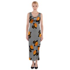 Pumpkin Heads With Hat Gray Fitted Maxi Dress by TetiBright