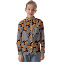 Pumpkin Heads With Hat Gray Kids  Long Sleeve Shirt View1