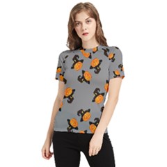 Pumpkin Heads With Hat Gray Women s Short Sleeve Rash Guard by TetiBright