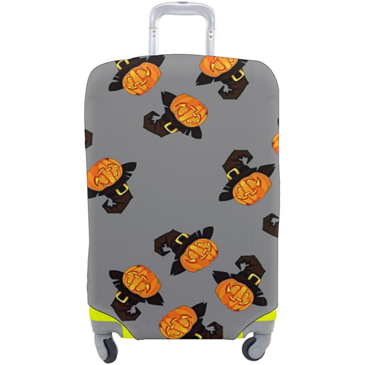 Pumpkin Heads With Hat Gray Luggage Cover (Large)