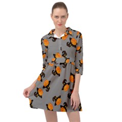 Pumpkin Heads With Hat Gray Mini Skater Shirt Dress by TetiBright