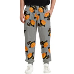 Pumpkin Heads With Hat Gray Men s Elastic Waist Pants by TetiBright