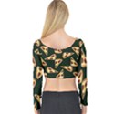 Pizza Slices Pattern Green Long Sleeve Crop Top View2