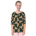 Pizza Slices Pattern Green Kids  Quarter Sleeve Raglan Tee View1