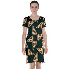 Pizza Slices Pattern Green Short Sleeve Nightdress by TetiBright