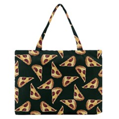 Pizza Slices Pattern Green Zipper Medium Tote Bag by TetiBright