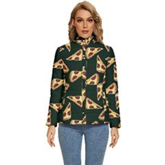 Pizza Slices Pattern Green Women s Puffer Bubble Jacket Coat by TetiBright