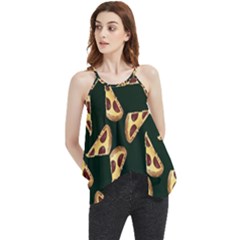 Pizza Slices Pattern Green Flowy Camisole Tank Top by TetiBright