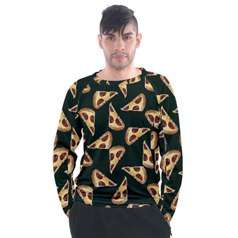 Pizza Slices Pattern Green Men s Long Sleeve Raglan Tee by TetiBright