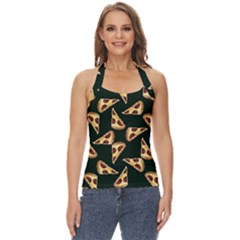 Pizza Slices Pattern Green Basic Halter Top by TetiBright