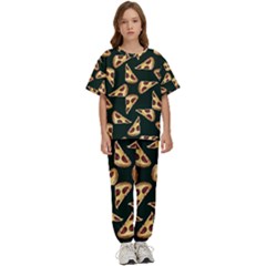 Pizza Slices Pattern Green Kids  Tee And Pants Sports Set by TetiBright