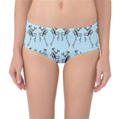 Jogging Lady On Blue Mid-waist Bikini Bottoms by TetiBright