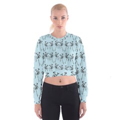 Jogging Lady On Blue Cropped Sweatshirt by TetiBright