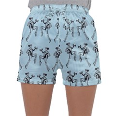 Jogging Lady On Blue Sleepwear Shorts by TetiBright