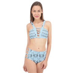 Jogging Lady On Blue Cage Up Bikini Set by TetiBright