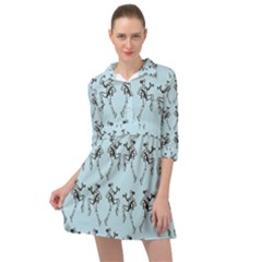 Jogging Lady On Blue Mini Skater Shirt Dress by TetiBright