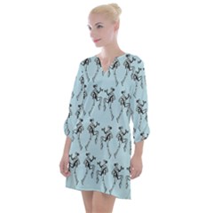 Jogging Lady On Blue Open Neck Shift Dress by TetiBright