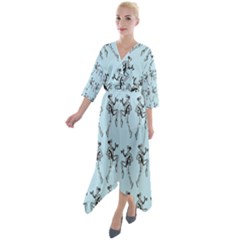 Jogging Lady On Blue Quarter Sleeve Wrap Front Maxi Dress by TetiBright