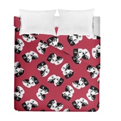 Theater Masks Burgundy Duvet Cover Double Side (full/ Double Size) by TetiBright